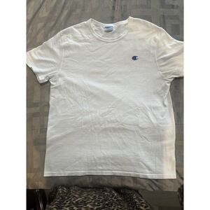 Champion Shirt Mens XL White Classic Crewneck Logo Tee Casual 100% Cotton